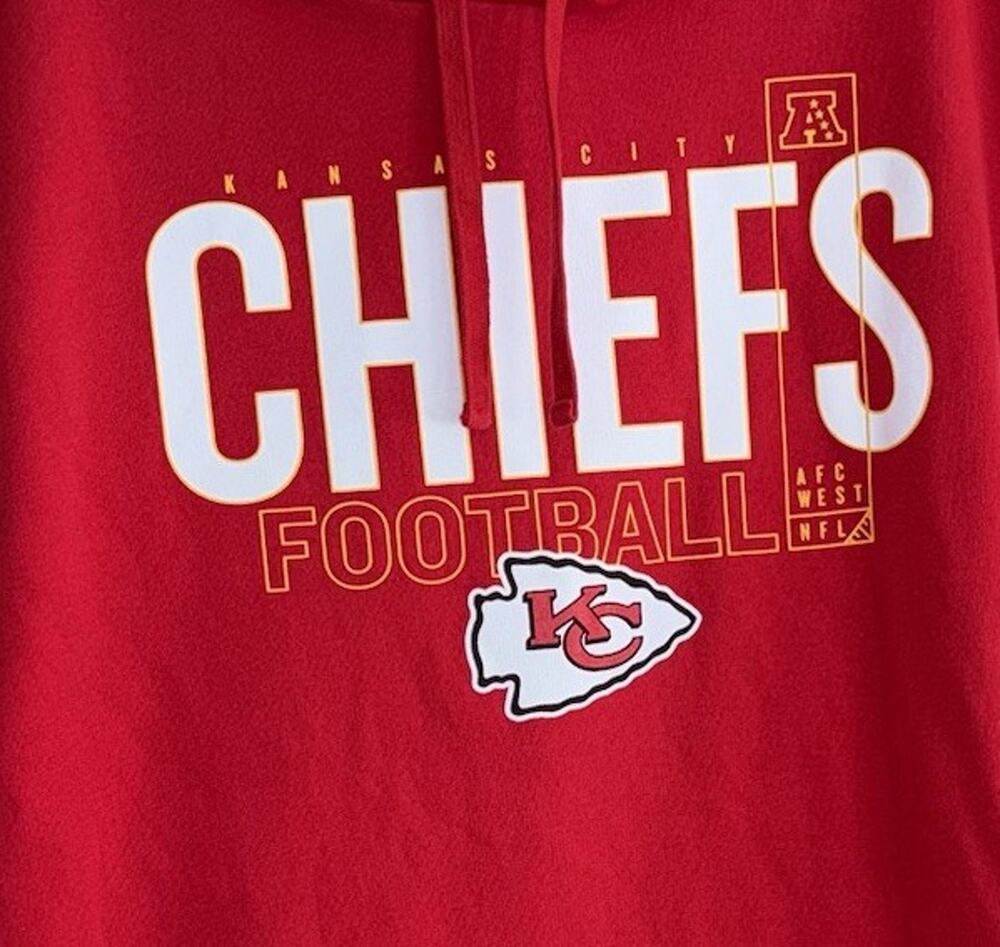 Kansas City Chiefs NFL AFC West Football Hoodie Red Gold Fanatics Sweatshirt XL